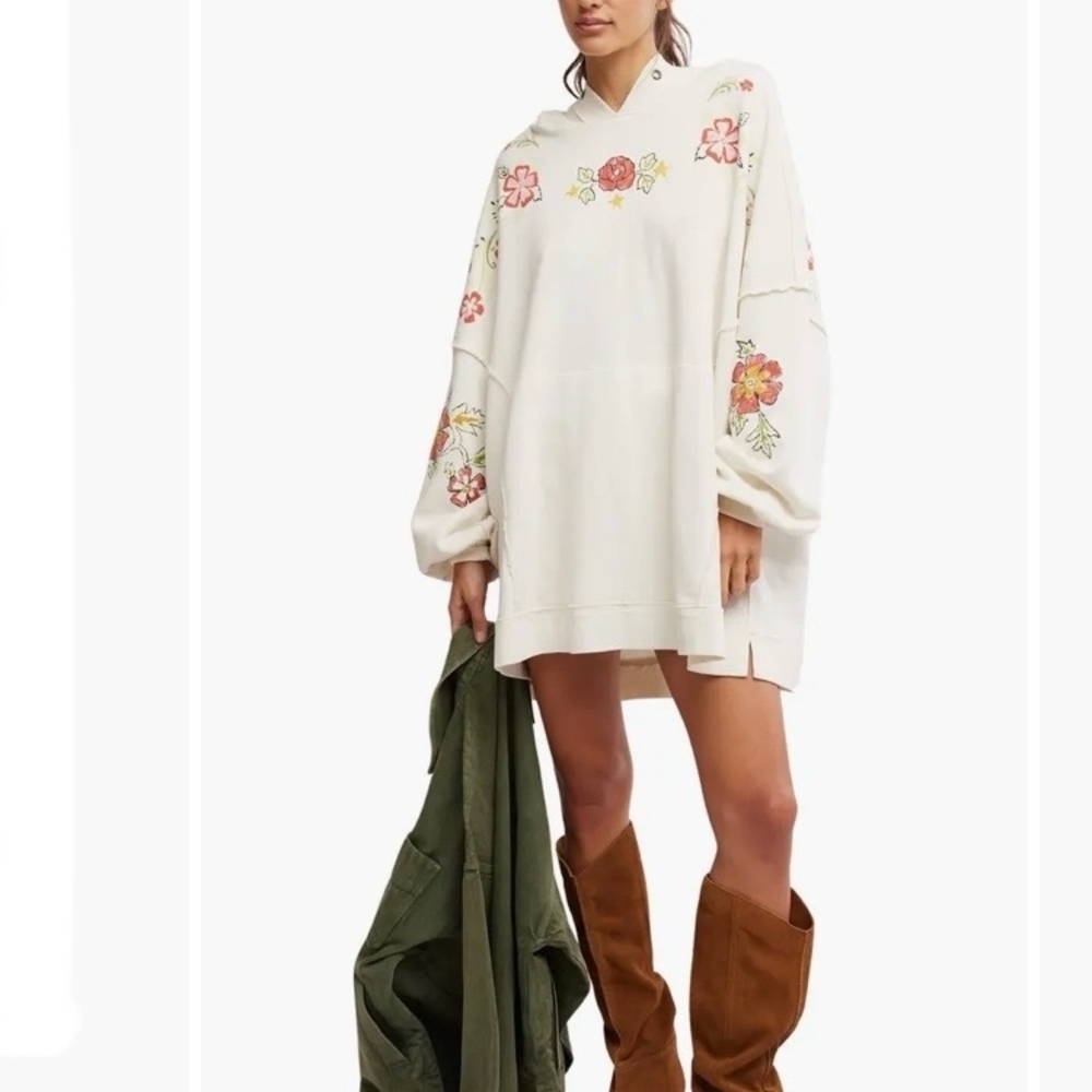 FREE PEOPLE | Floral Over-Sized Graphic Hoodie